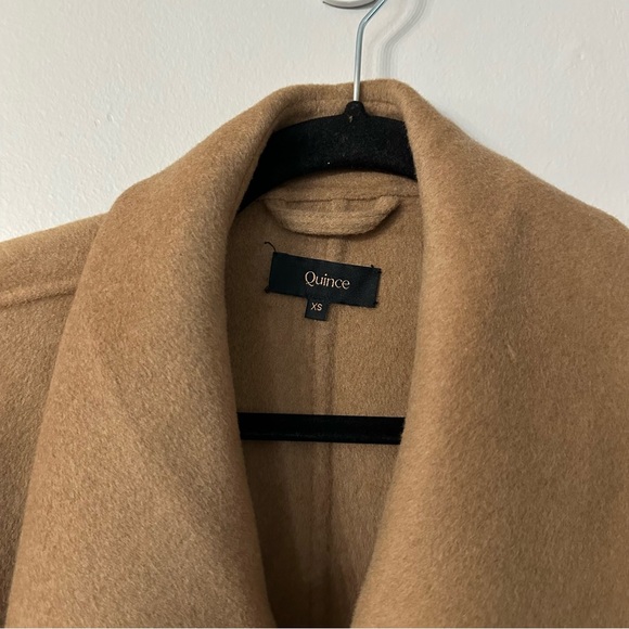 Quince Double-Faced Merino Wool Draped Collar Wrap Coat in Caramel Sz XS NWOT - Picture 3 of 9